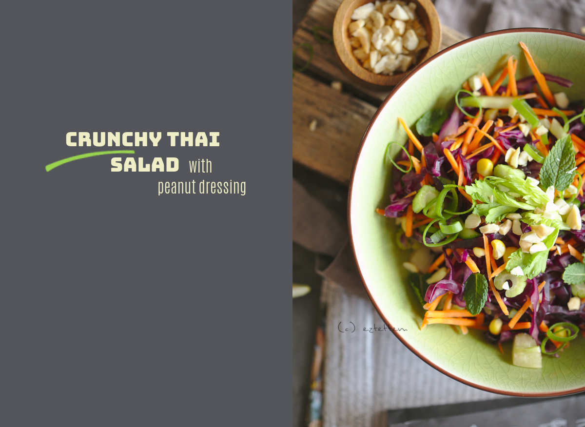 crunchy thai salad with peanut dressing